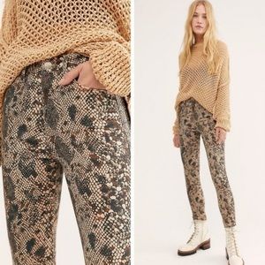 Free People Two Faced Snakeskin Printed Denim Skinny Jeans